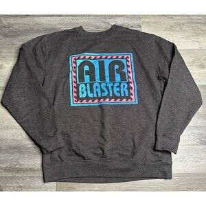 Airblaster Surf Stack Crewneck Sweatshirt Mens Charcoal Gray Snowboard Skate - L